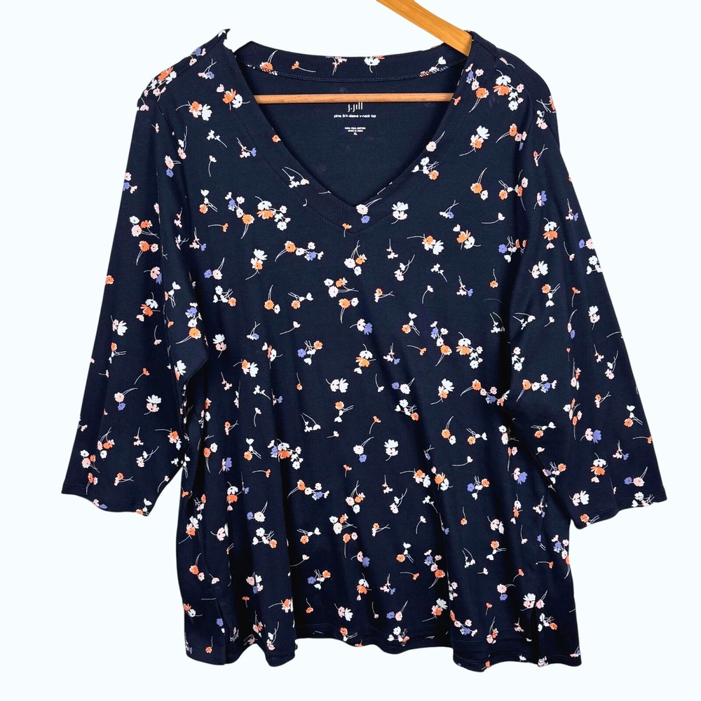 J‎ Jill Women Pima Cotton Long sleeve T-Shirt Tunic Top XL Everyday Breathable